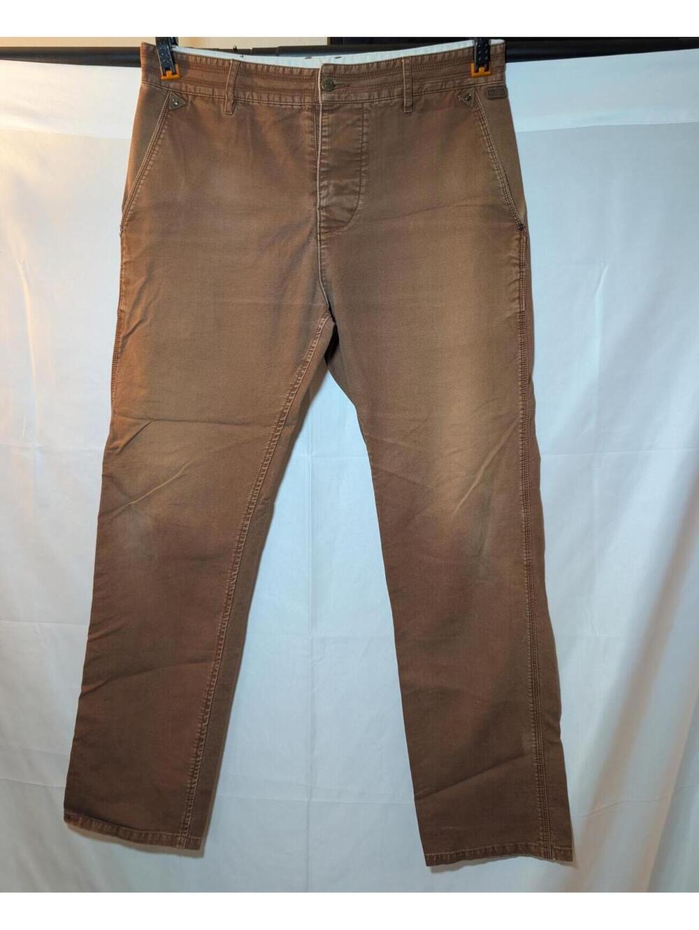 Makia Women's Stylish Brown Chino Pants with Branded Button Detail- Size 34
